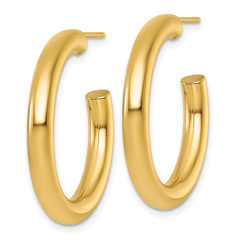 14k Yellow Gold Polished 4.0 x 30mm Tube C-Hoop Earrings