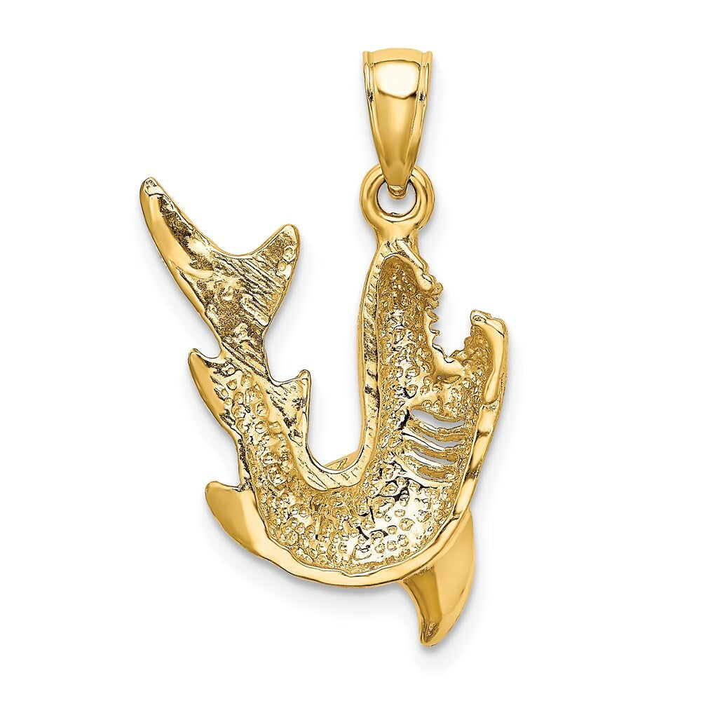 14k Yellow Gold 2-D Polished Shark Charm Pendant for Women