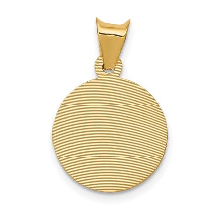 14k Yellow Gold Polished and Diamond-Cut Baptism Circle Pendant
