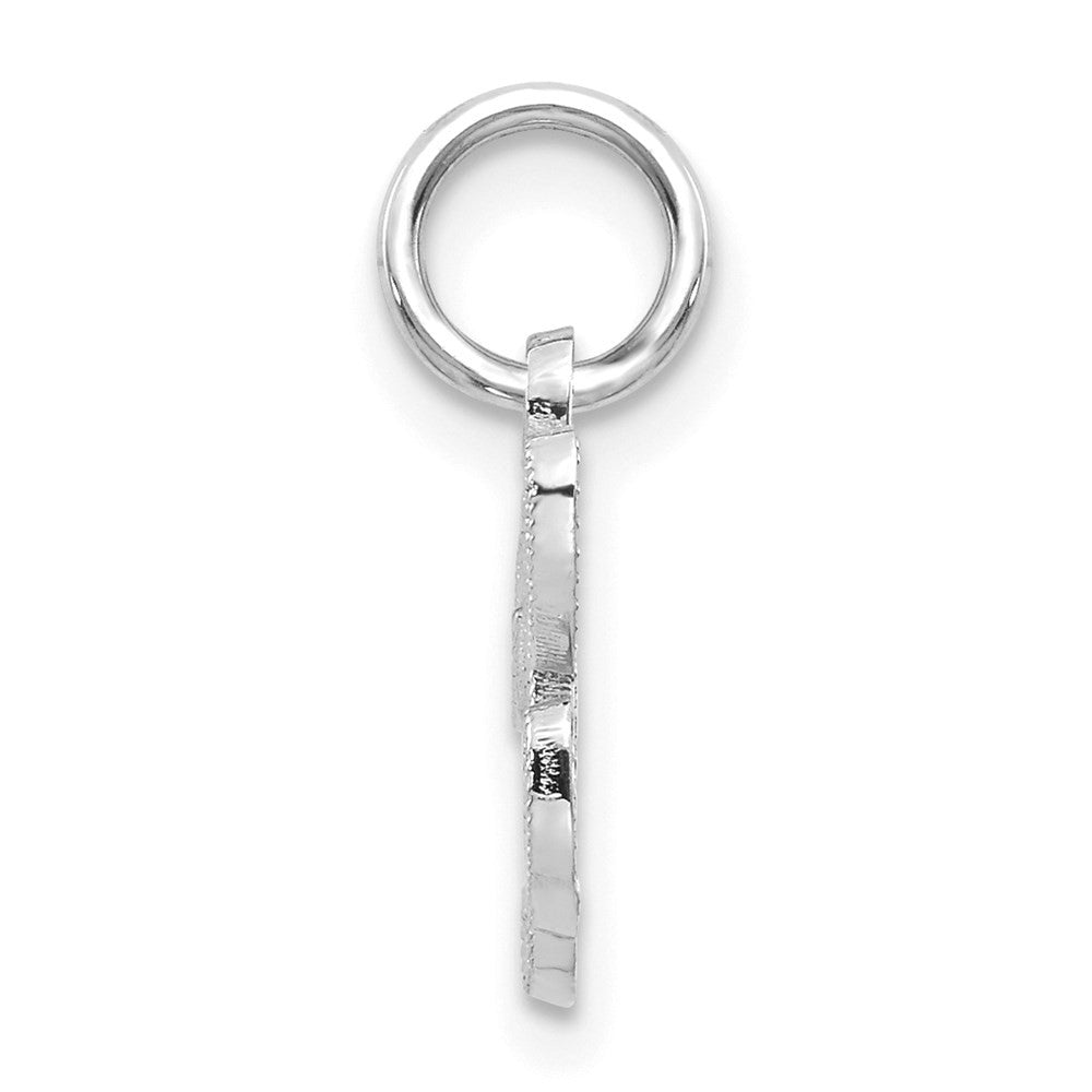 14k White Gold Casted Script Letter H Initial Charm Pendant