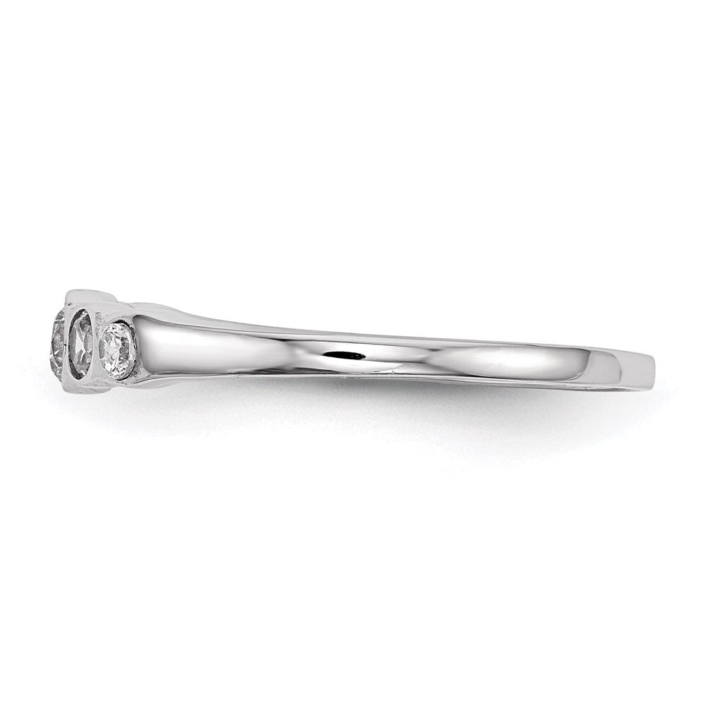 Sterling Silver Rhodium-plated 5-stone Bezel Set Cubic Zirconia Ring Size 8