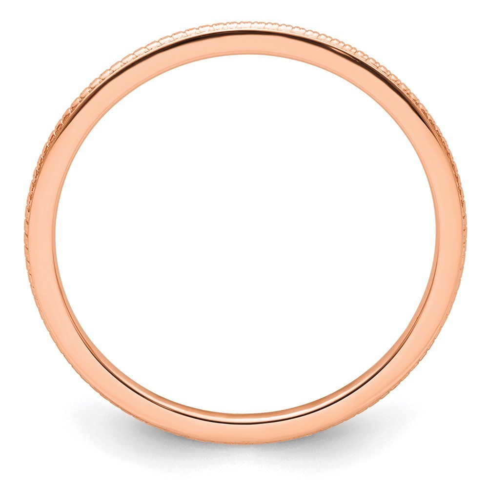 14K Rose Gold 1.2mm Beaded Stackable Band Ring Size 7