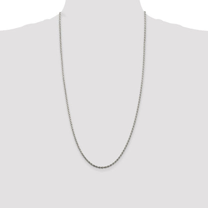 Sterling Silver 2.25mm Diamond-cut Rope Chain
