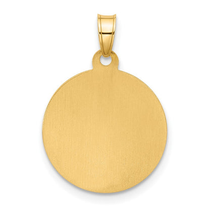 14k Yellow Gold with White Rhodium Hollow St. Christopher Medal Pendant