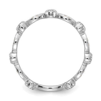 14k White Gold Diamond Fancy Band Size 7