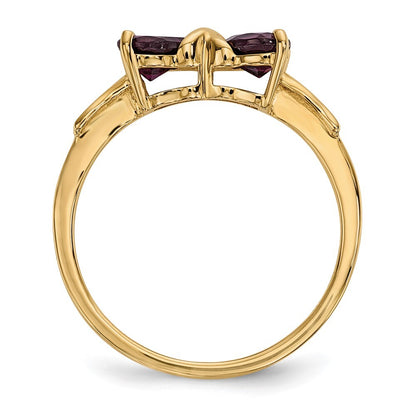 14K Yellow Gold Gold Polished Rhodolite Bow Ring