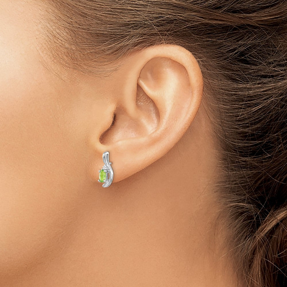 14k White Gold Peridot and Diamond Earrings