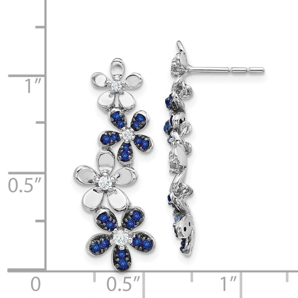 14k White Gold Diamond and Sapphire Drop & Dangle Earrings