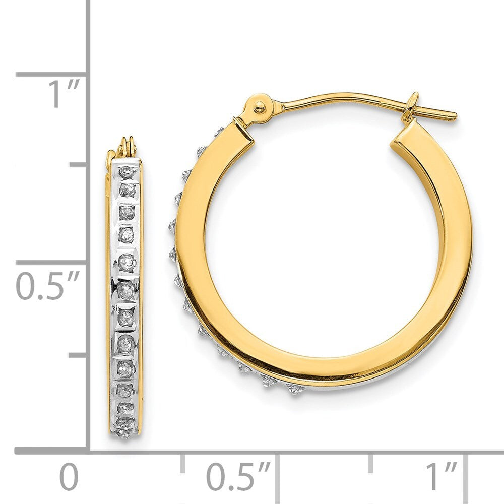 14k Yellow Gold Diamond Fascination Round Hinged Hoop Earrings Gift for Women