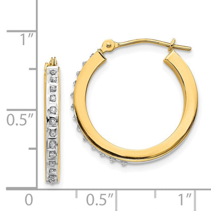 14k Yellow Gold Diamond Fascination Round Hinged Hoop Earrings Gift for Women