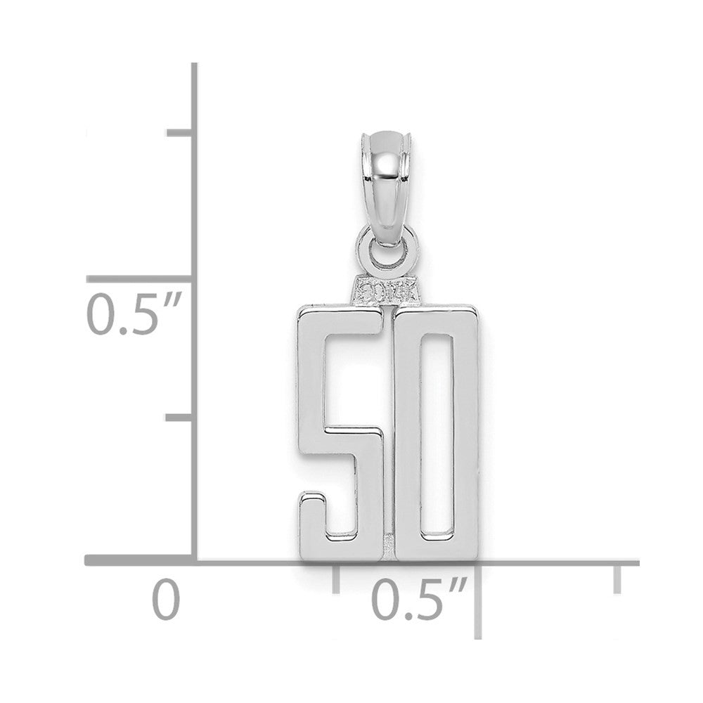 14K White Polished Number 50 Pendant