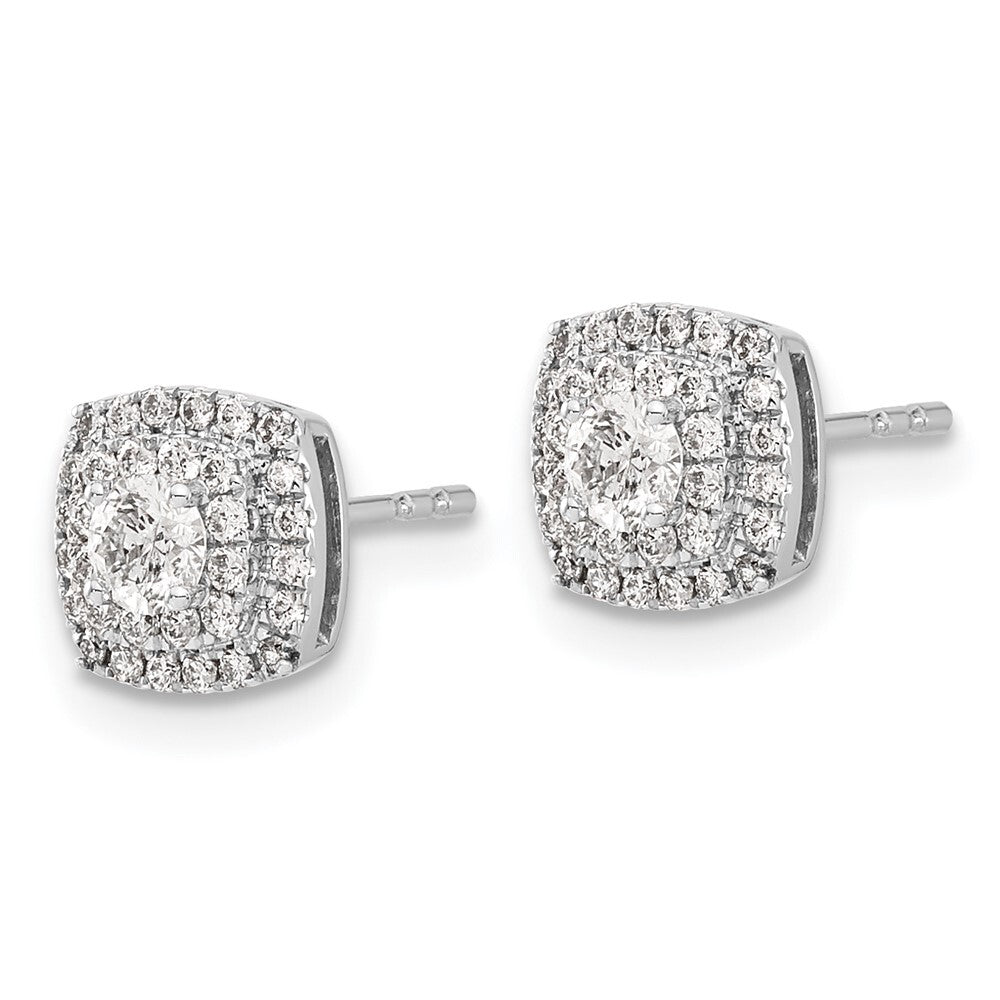 14k White Gold Diamond Halo Stud Earrings