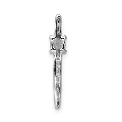 14k White Gold Diamond and .18 Sapphire Fancy Chain Slide Pendant for Women