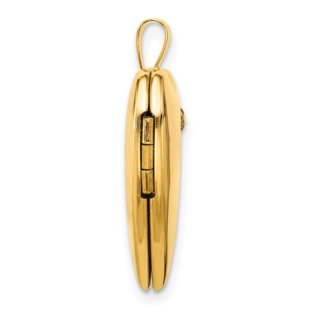 14k Yellow Gold 20mm Polished FOREVER IN MY HEART Diamond Heart Locket Pendant
