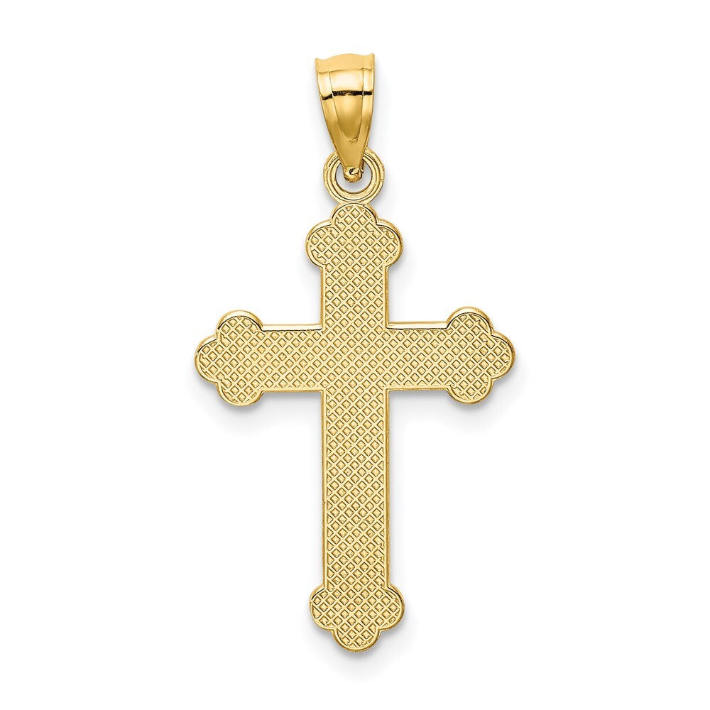 14k Yellow Gold Satin and Polished Faith Cross Pendant