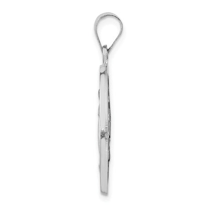 14k White Gold Polished Satin Miraculous Medal Hollow Pendant