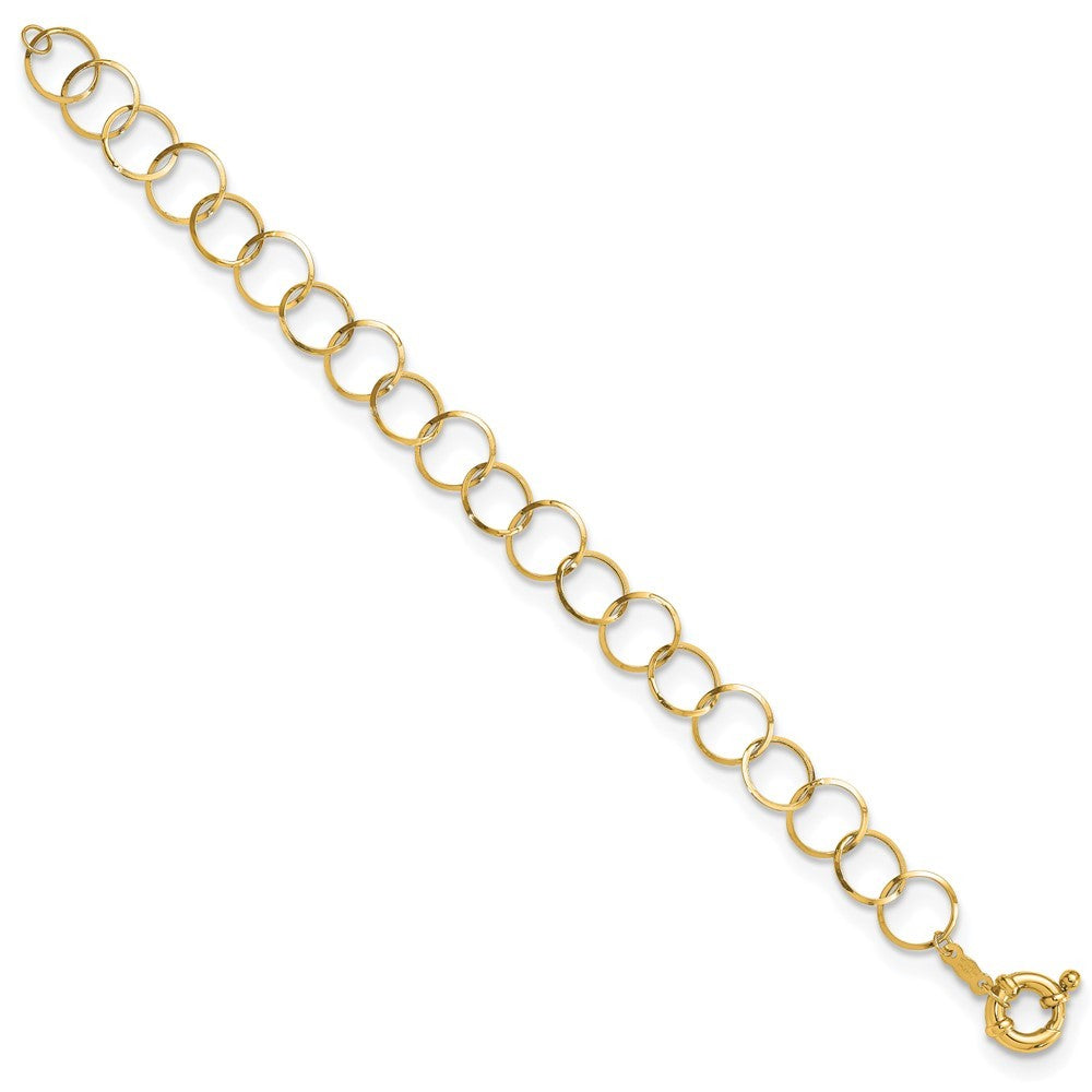 14k Yellow Gold Polished Circle Chain Bracelet 7.5 inch Bracelet
