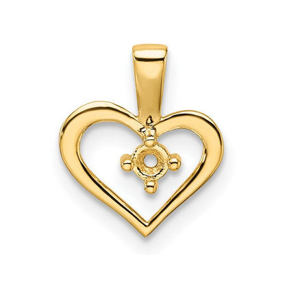 14k Yellow Gold Heart Pendant Mounting for Women