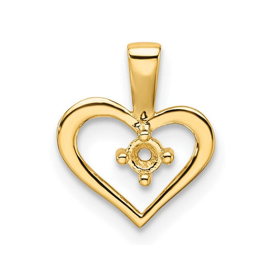 14k Yellow Gold Heart Pendant Mounting for Women