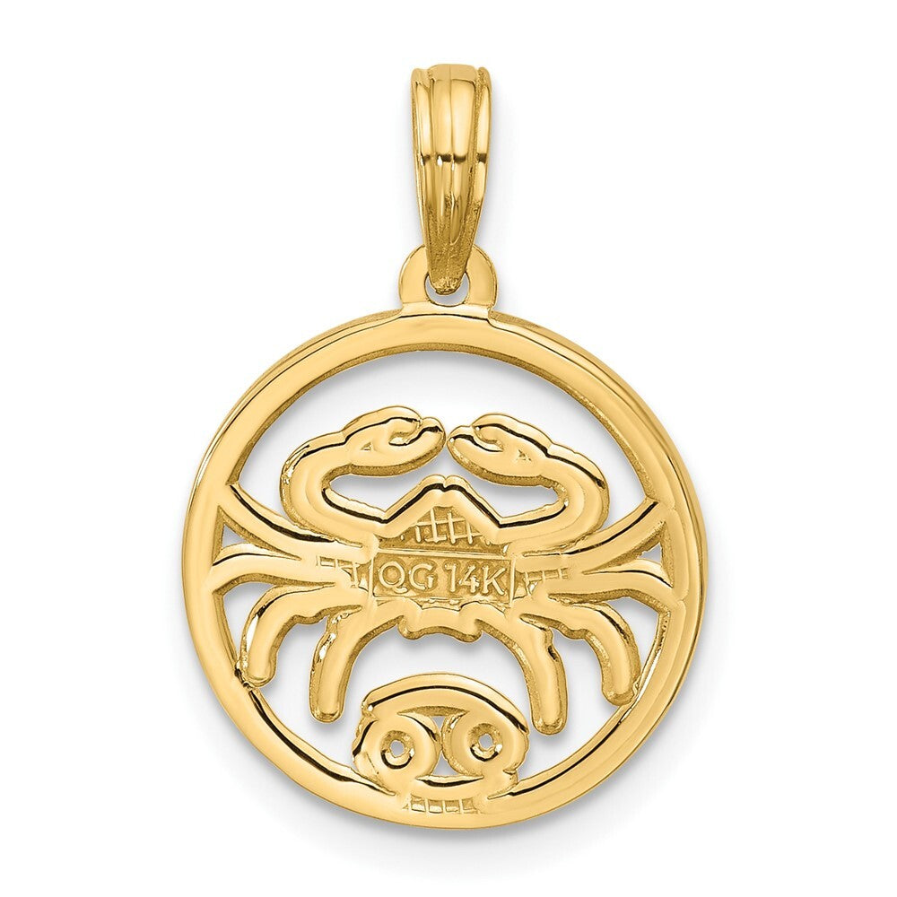 14k Yellow Gold Polished Round Cancer Pendant for Women