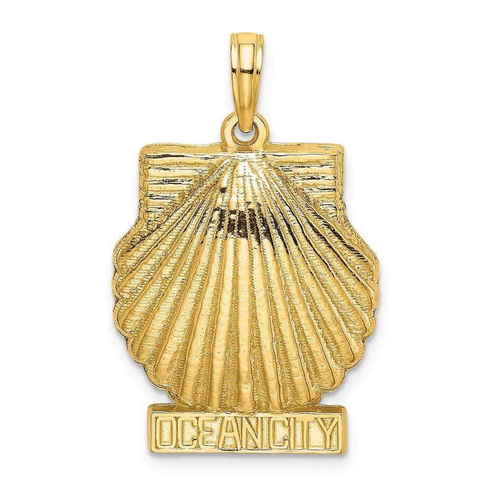 14k Yellow Gold OCEAN CITY Scallop Shell Charm Pendant for Women