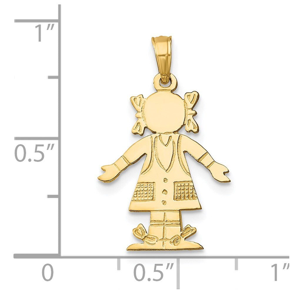 14k Yellow Gold Girl Charm Pendant for Women