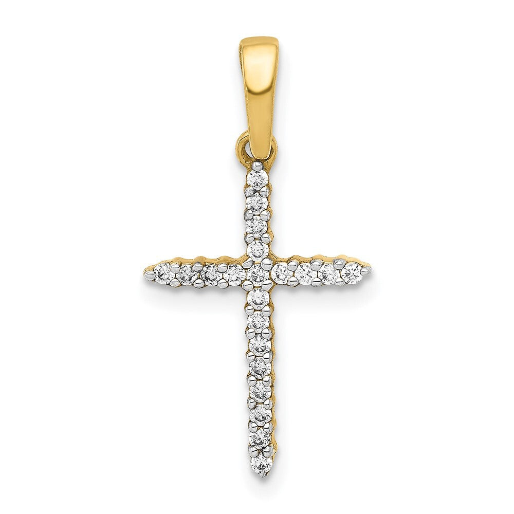 14k Yellow Gold 1/6ct. Diamond Cross Pendant for Women