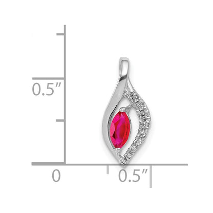 14k White Gold Diamond and Marquise .32 Ruby Pendant for Women