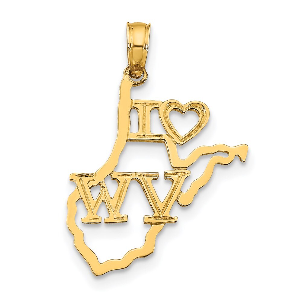 14k Yellow Gold Solid West Virginia State Pendant for Women