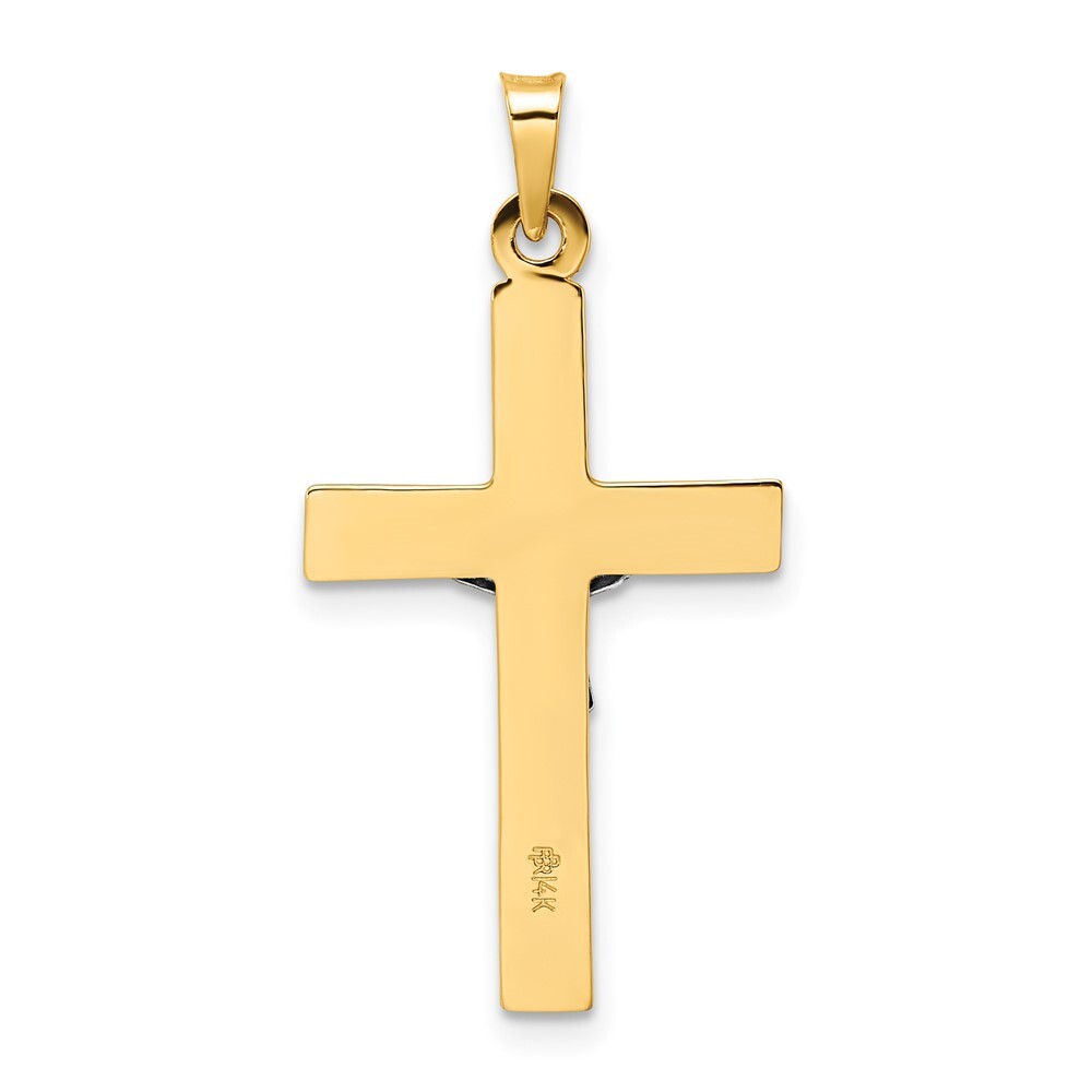 14k Two-tone Gold Polished Solid INRI Crucifix Pendant for Women