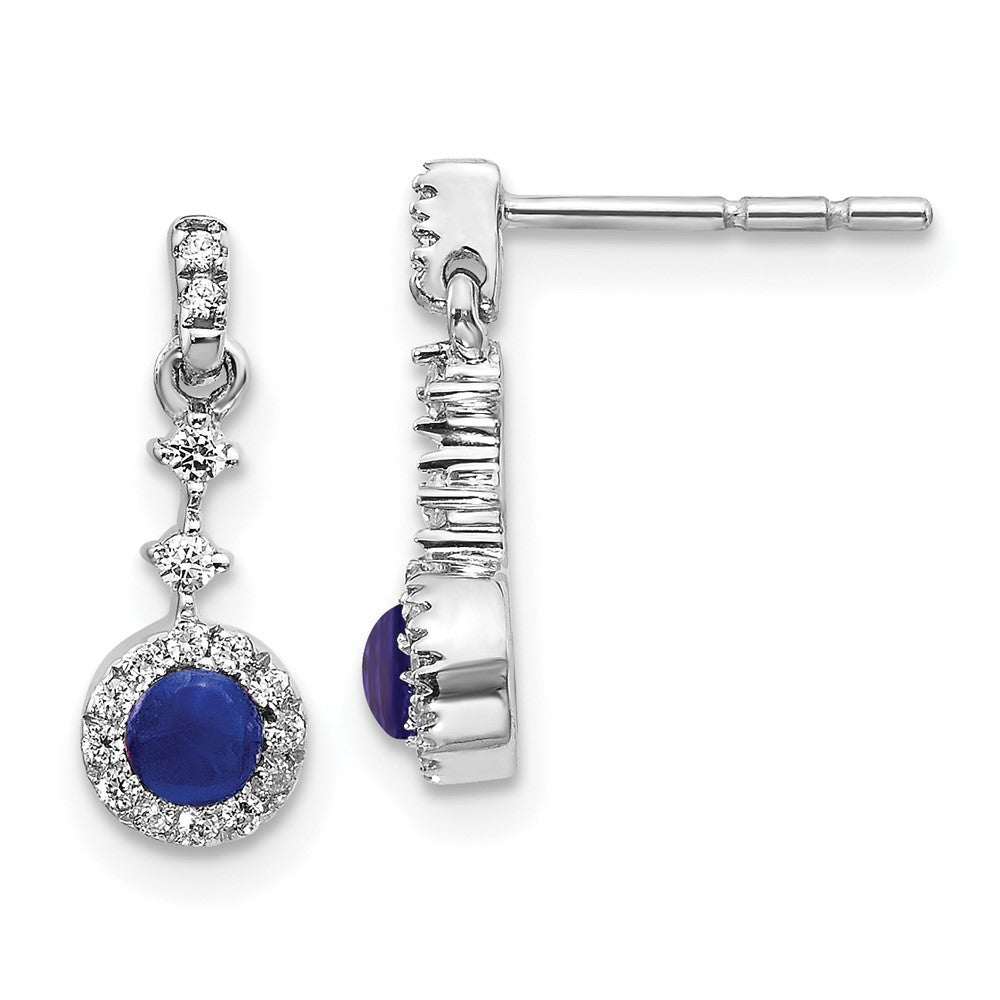 14k White Gold Diamond and Cabochon Sapphire Earrings