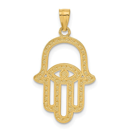 14k Yellow Gold  Rhodium Hamsa Pendant for Women