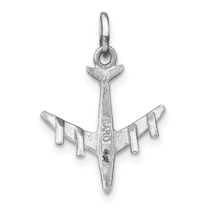 14k White Gold 3-D Airplane Charm Pendant for Women