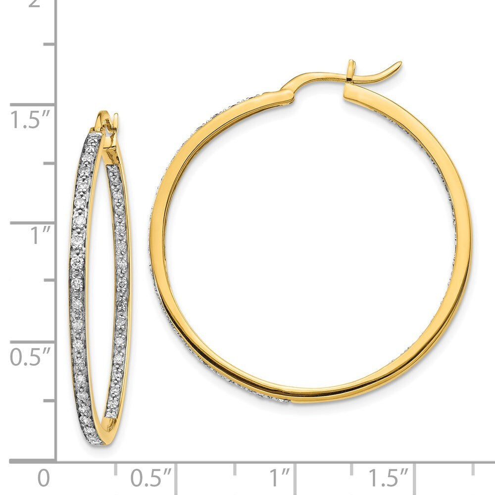 14k Yellow Gold Diamond In/Out Hoop Earrings