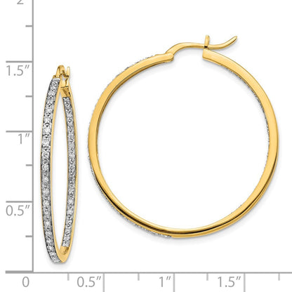 14k Yellow Gold Diamond In/Out Hoop Earrings