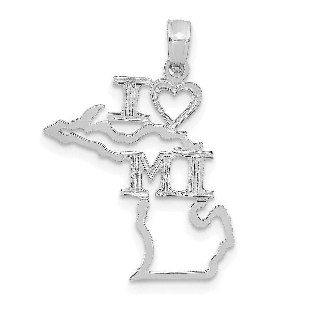 14k White Gold Solid Michigan State Pendant for Women