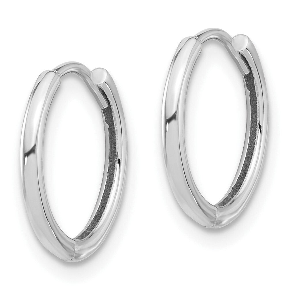 14K White Gold Polished Hinged Hoop Earrings Gift for Women