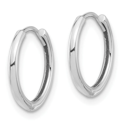 14K White Gold Polished Hinged Hoop Earrings Gift for Women