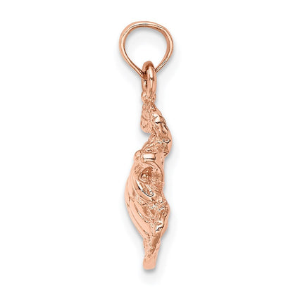 14k Rose Gold Textured Sea Turtle Charm Pendant for Women