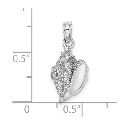 14k White Gold Conch Shell Charm Pendant for Women