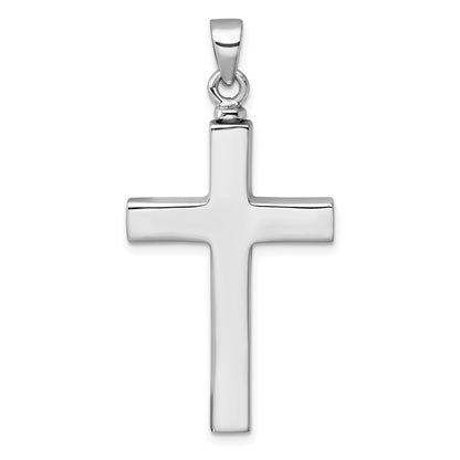 Sterling Silver Polished Latin Cross with Enameled Heart Ash Holder Pendant