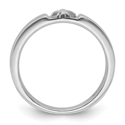 Sterling Silver Rhodium-plated Fleur-de-Lis Band Ring Size 6