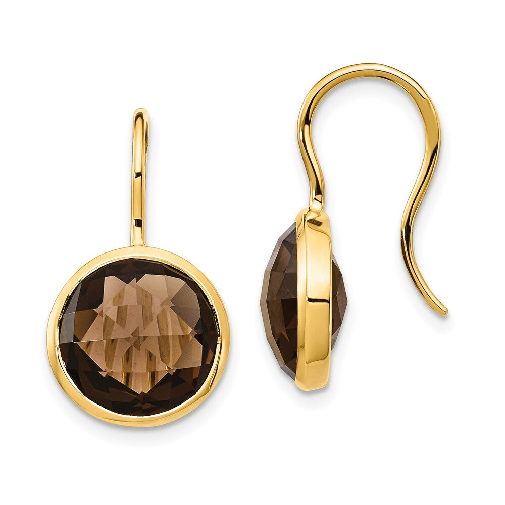 14k Yellow Gold Smoky Quartz Dangle Earrings