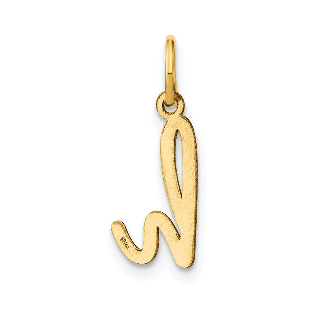 14k Yellow Gold Lower case Letter H Initial Charm Pendant for Women