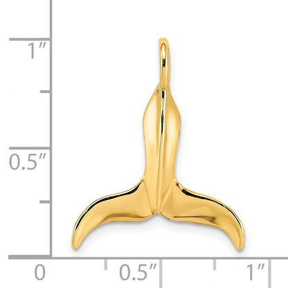 14k Yellow Gold 3-D Polished Whale Tail Charm Pendant for Women
