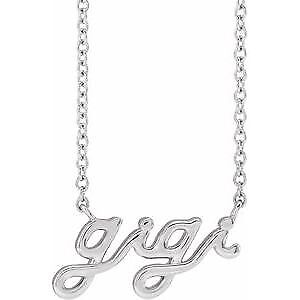 14k White Gold Lowercase Script Gigi 18" Necklace Gift for Women