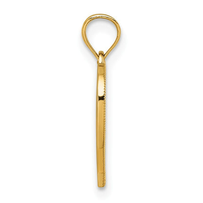 14k Yellow Gold Polished And Textured RN Symbol in Open Heart Pendant