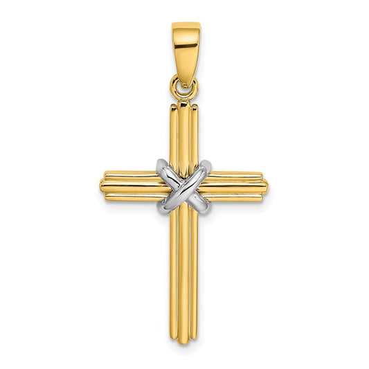 14k Two-tone Gold X Center Charm Pendant for Women