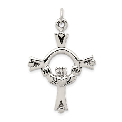 Sterling Silver Antiqued Claddagh Cross Charm Holiday Gift for Women