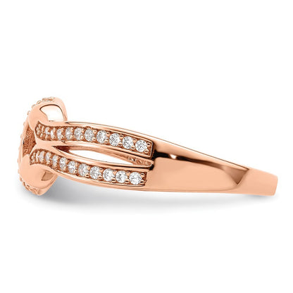 Sterling Silver Polished Rose-tone CZ Knot Ring Size 6